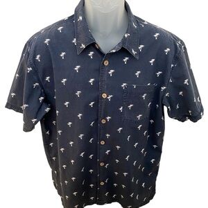 HONOLUA Surf Hawaiian Palm Trees Aloha Collared Shirt Men L Large